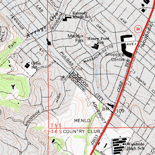 Topographic Map of Greenoaks Montessori School, CA