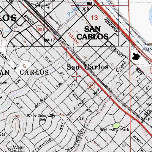 Topographic Map of West Bay High School, CA