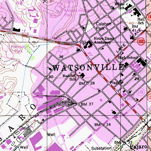 Topographic Map of Radcliff Elementary School, CA