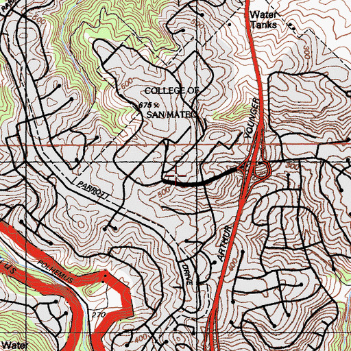 Topographic Map of Serendipity School, CA