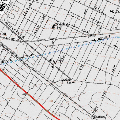 Topographic Map of Wherry Academy, CA