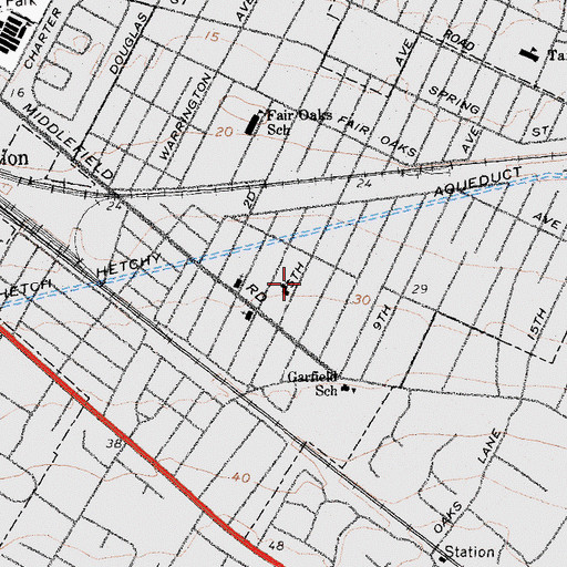 Topographic Map of Wherry Academy, CA