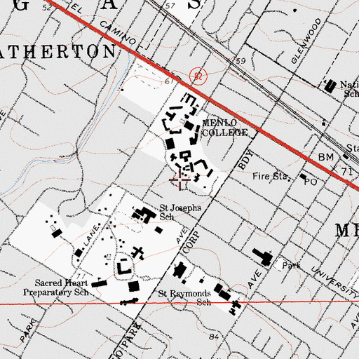 Topographic Map of Menlo School, CA