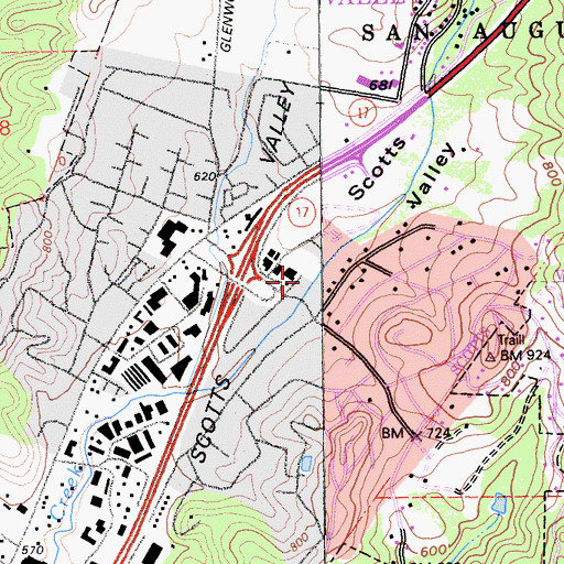 Topographic Map of Baymonte Christian School, CA