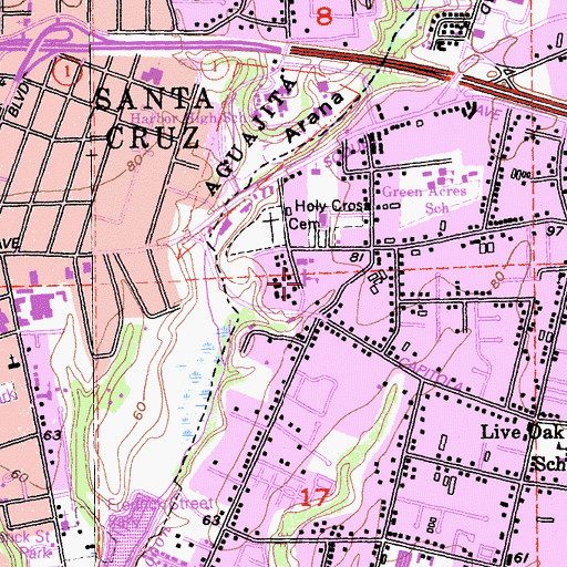 Topographic Map of VHM Christian School, CA