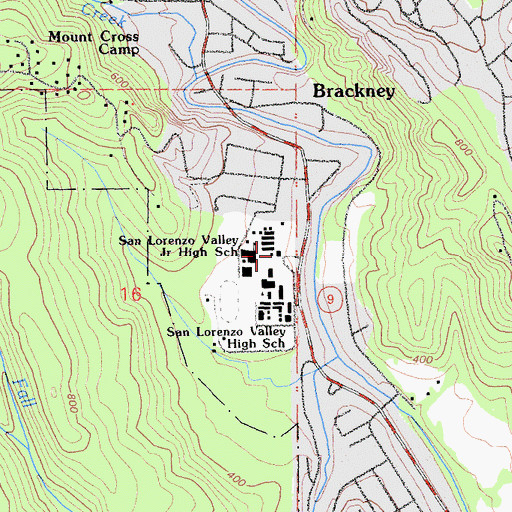 Topographic Map of San Lorenzo Valley Elementary School, CA