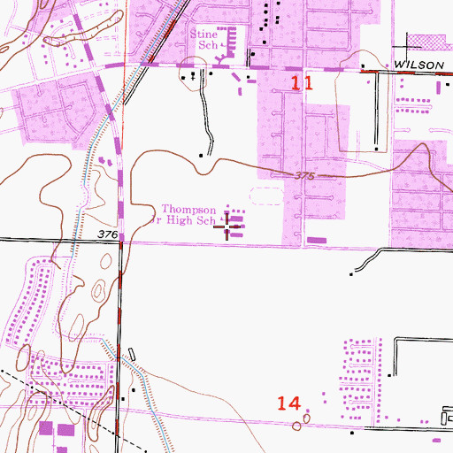 Topographic Map of Fred Thompson Junior High School, CA