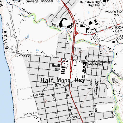Topographic Map of Kings Mountain Elementary School, CA