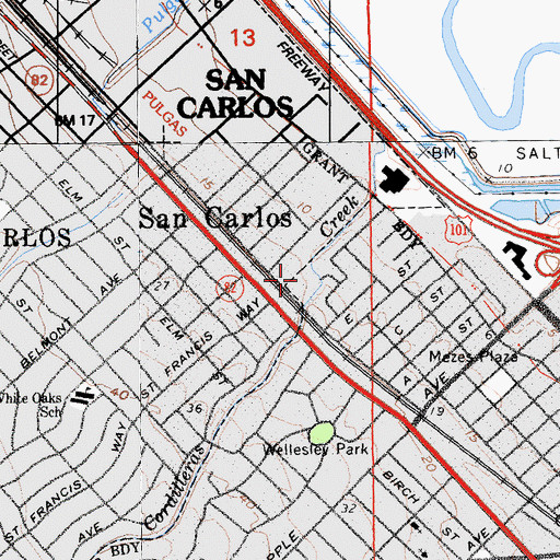 Topographic Map of Redwood Continuation High School, CA