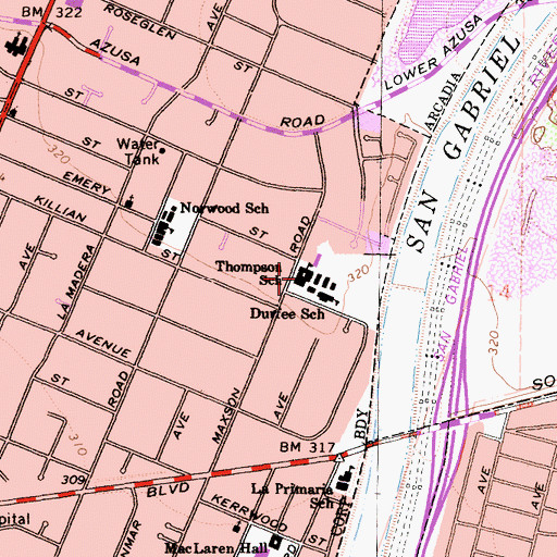 Topographic Map of Thompson Elementary School, CA