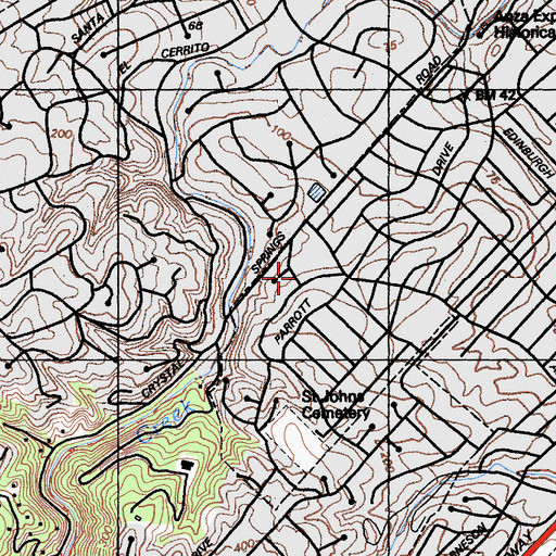 Topographic Map of Tulane Montessori Children's House, CA