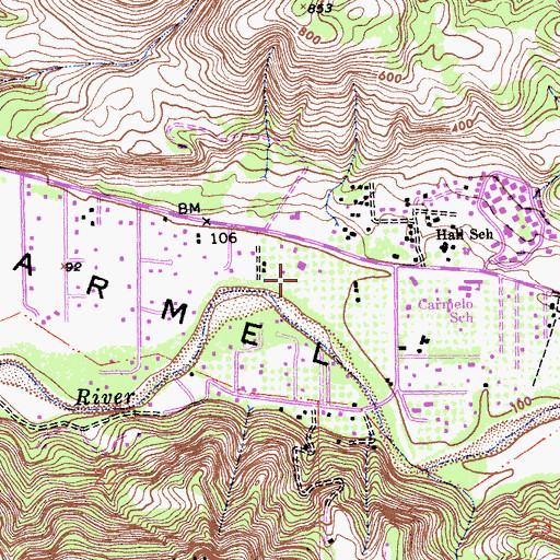 Topographic Map of All Saints Episcopal Day School, CA