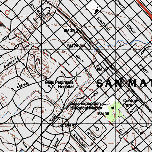 Topographic Map of Saint Matthew's Episcopal Day School, CA