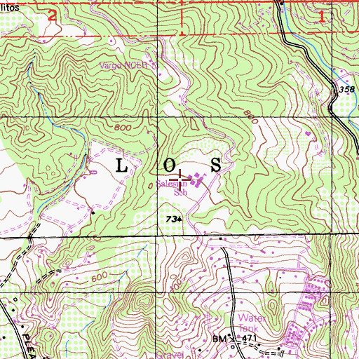 Topographic Map of Salesian Elementary and Junior High School, CA
