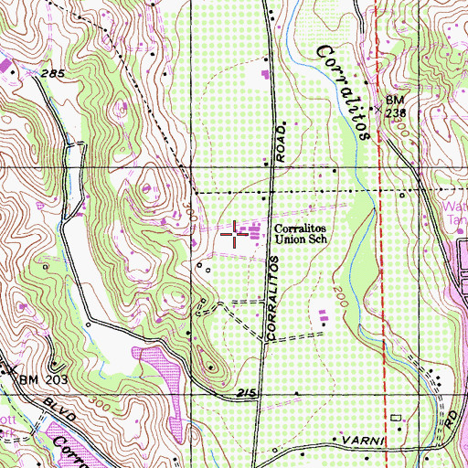 Topographic Map of Bradley Elementary School, CA