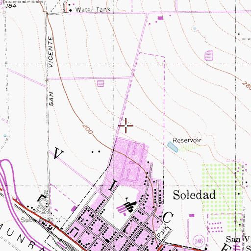 Topographic Map of Soledad High School, CA