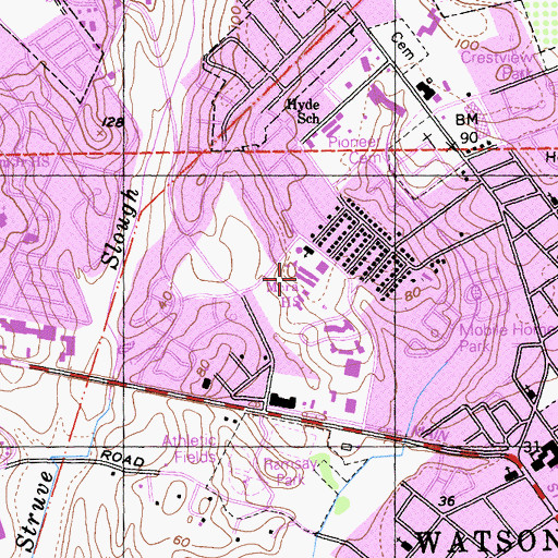 Topographic Map of Cesar Chavez Middle School, CA