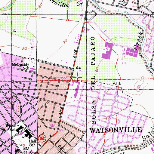 Topographic Map of Ann Soldo Elementary School, CA