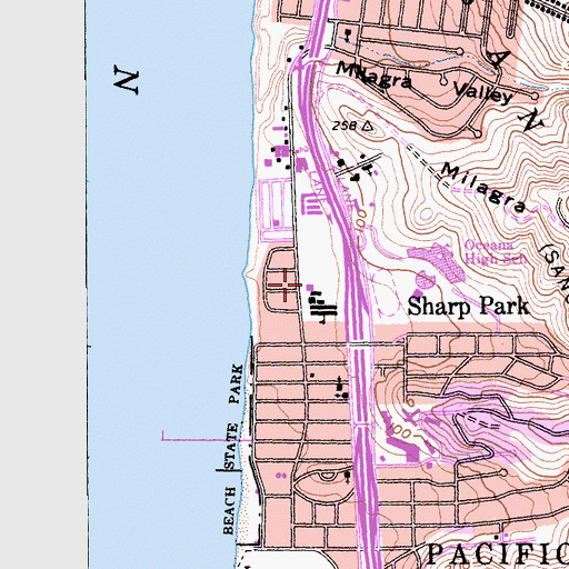 Topographic Map of Ingrid B Lacy Middle School, CA