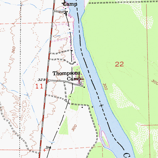 Topographic Map of Thompsons Camp, CA