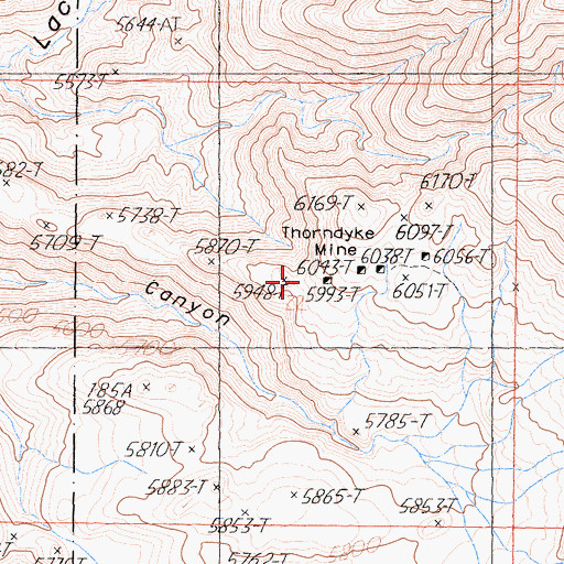 Topographic Map of Thorndyke Mine, CA