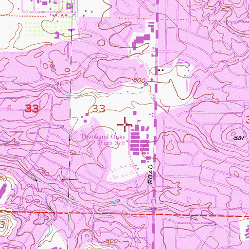 Topographic Map of Thousand Oaks High School, CA