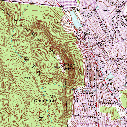 Topographic Map of Watchung Mountains, NJ