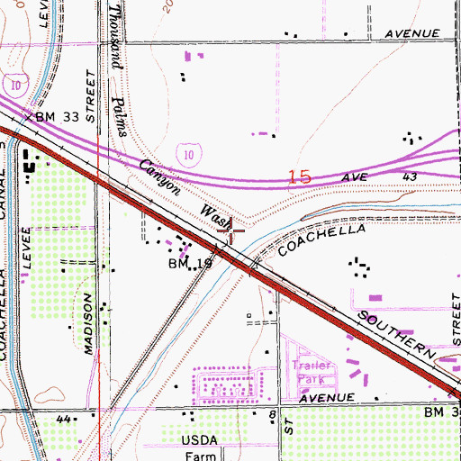 Topographic Map of Thousand Palm Canyon Wash, CA