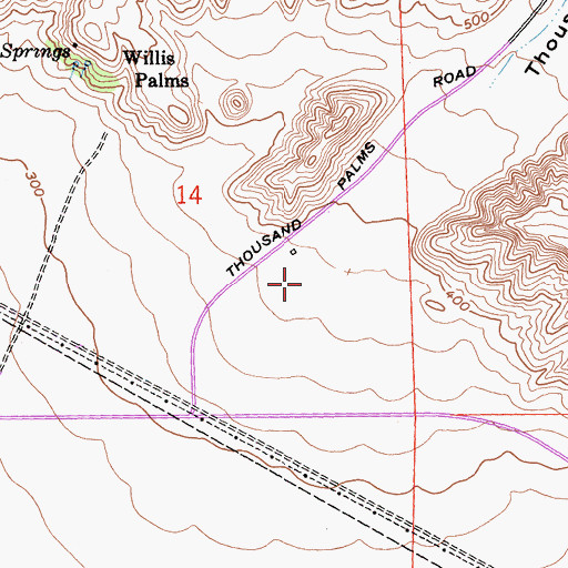 Topographic Map of Thousand Palms Canyon, CA