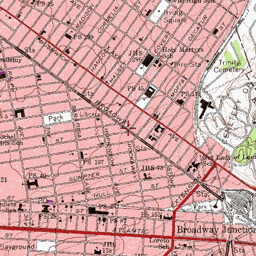 Topographic Map of Decatur Theater (historical), NY