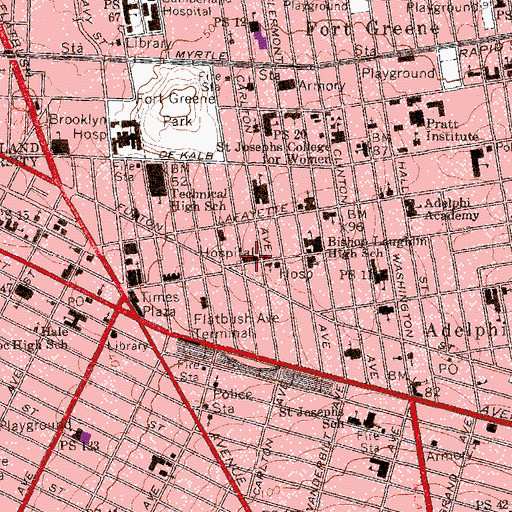 Topographic Map of Cumberland Theatre (historical), NY