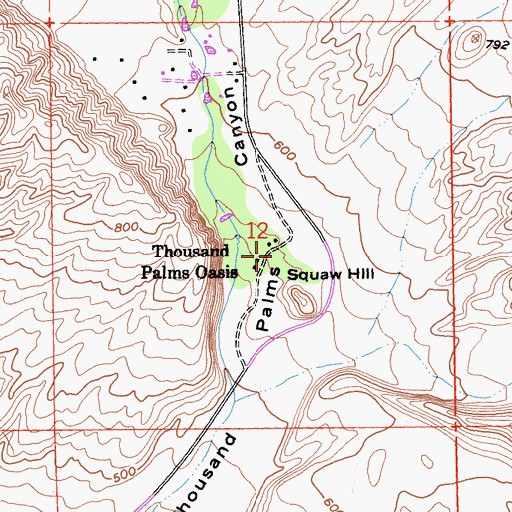 Topographic Map of Thousand Palms Oasis, CA