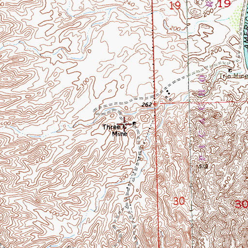Topographic Map of Three C Mine, CA