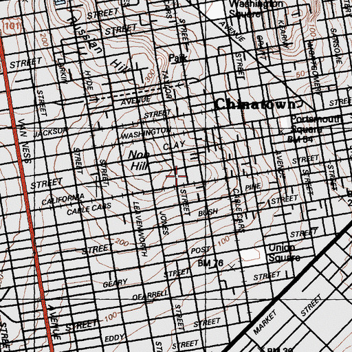 Topographic Map of James C Flood Mansion, CA