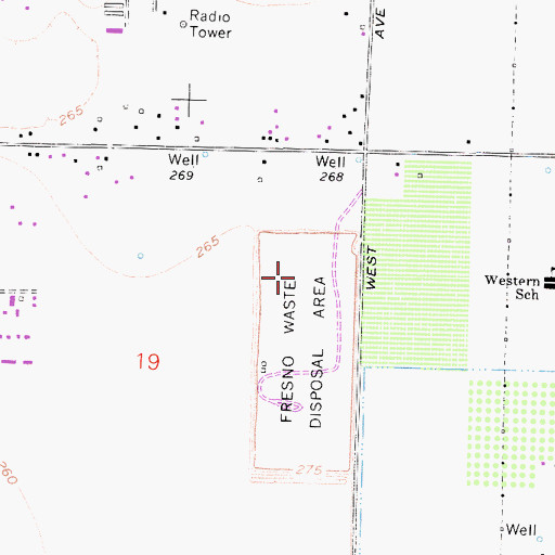 Topographic Map of Fresno Sanitary Landfill, CA