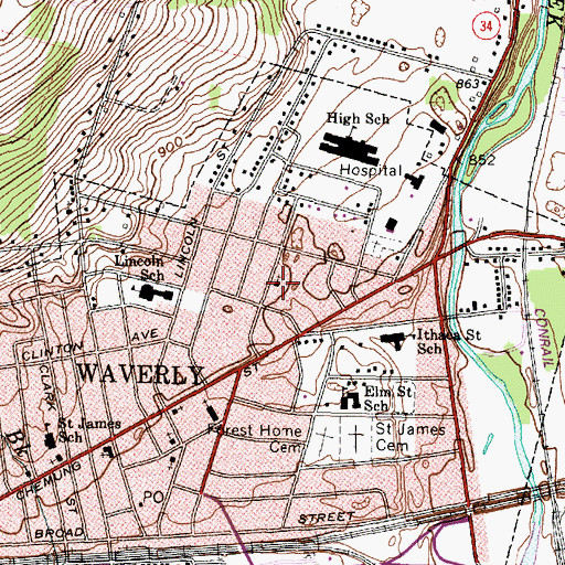 Topographic Map of Faith Southern Baptist Church, NY