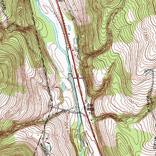 Topographic Map of North Waverly Chapel, NY