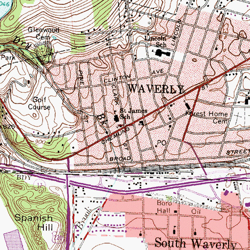 Topographic Map of Saint James Catholic Church, NY