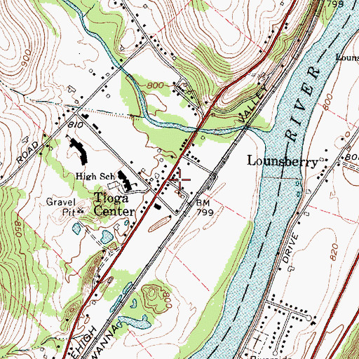 Topographic Map of Tioga Center United Methodist Church, NY