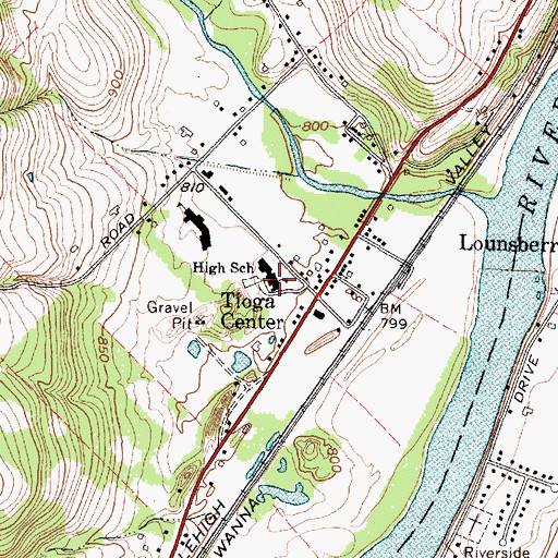 Topographic Map of Tioga Middle School, NY
