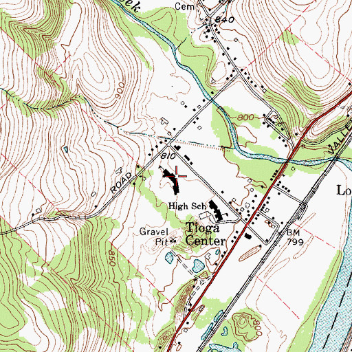 Topographic Map of Tioga Elementary School, NY