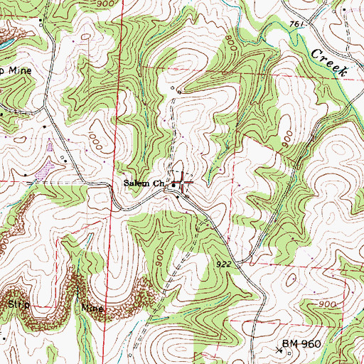 Topographic Map of Salem Church Cemetery, OH