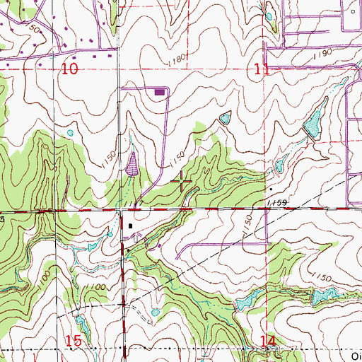 Topographic Map of Belmont Farms, OK