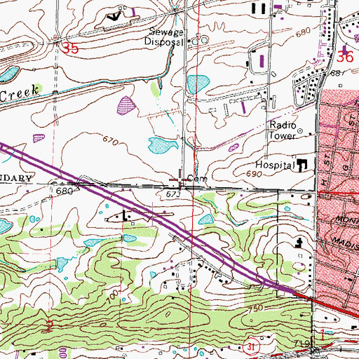 Topographic Map of Central State Hospital Annex Cemetery, OK