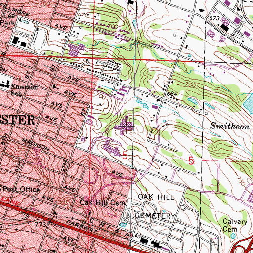 Topographic Map of McAlester Regional Health Center, OK
