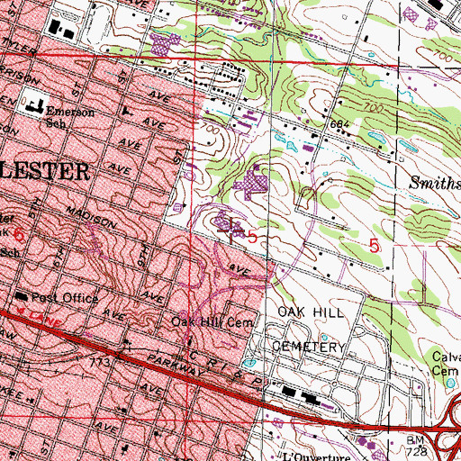 Topographic Map of Carl Albert Community Mental Health Center, OK