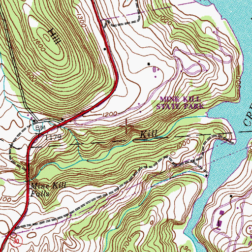 Topographic Map of Mine Kill State Park, NY