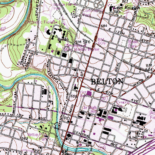 Topographic Map of First Baptist Church, TX