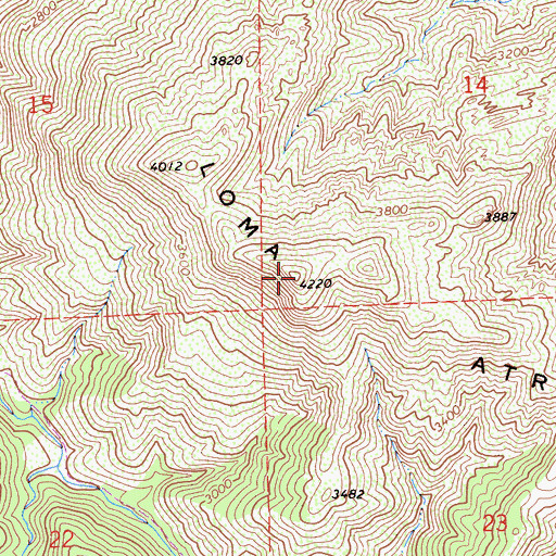 Topographic Map of Three Sisters, CA
