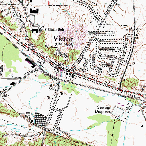 Topographic Map of Victor United Methodist Church, NY